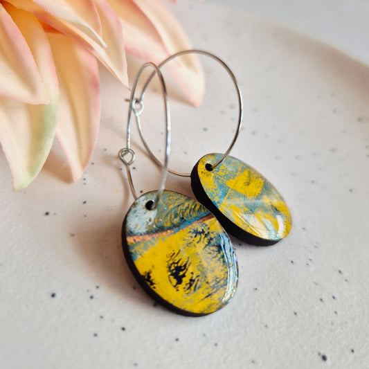 Gel Plate Oval Hoops (Yellow and blue)