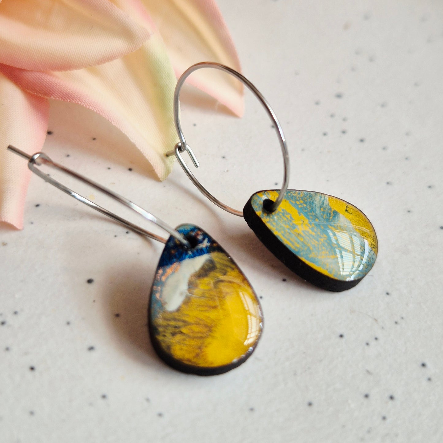 Gel Plate Mini Hoops (Yellow and blue)