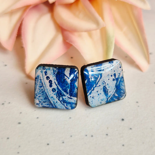 Gel Plate Square Studs (Blue and pink)