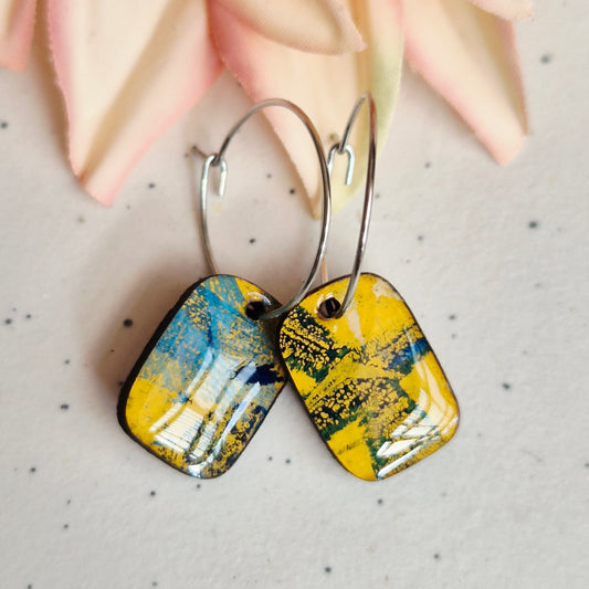 Gel Plate Mini Hoops (Yellow and blue)