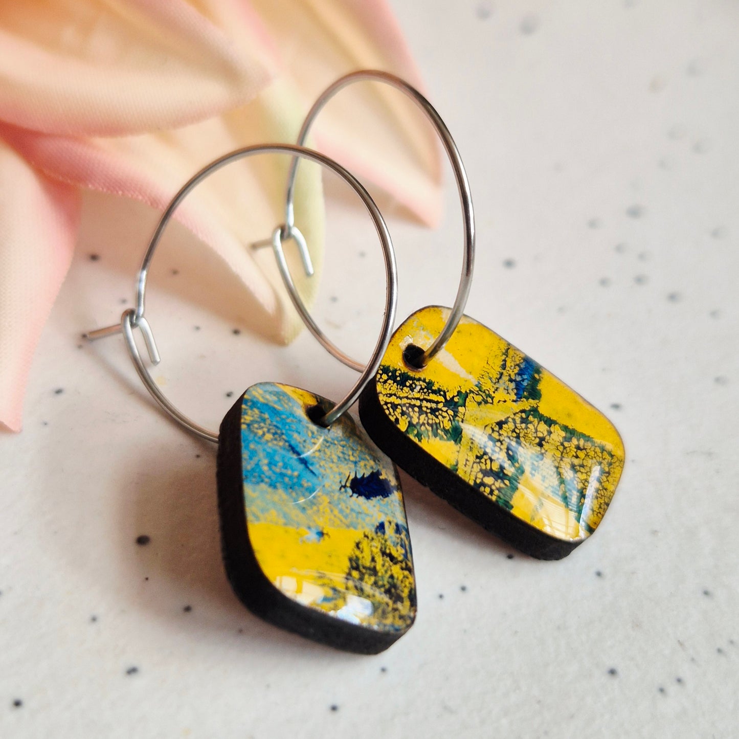 Gel Plate Mini Hoops (Yellow and blue)