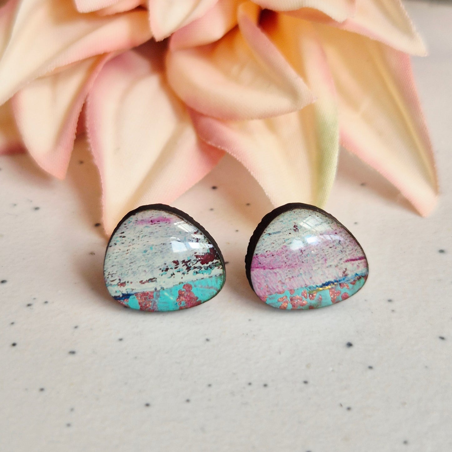 Gel Plate Organic Studs (purple and turquoise)