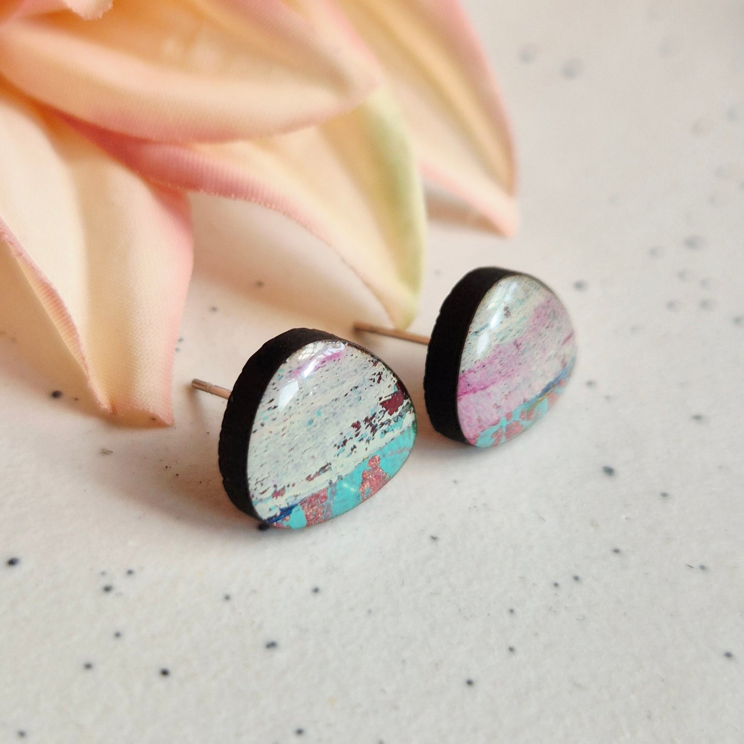 Gel Plate Organic Studs (purple and turquoise)