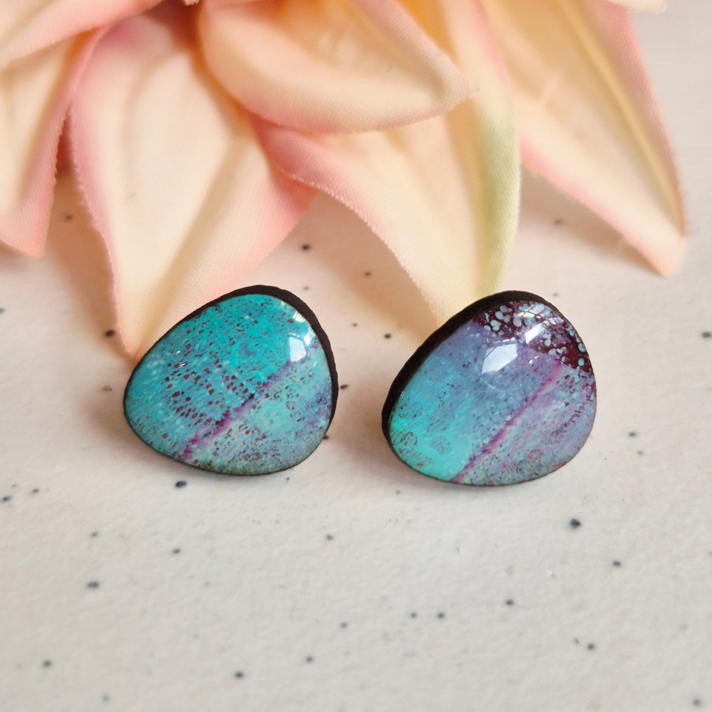 Gel Plate Organic Studs (purple and turquoise)