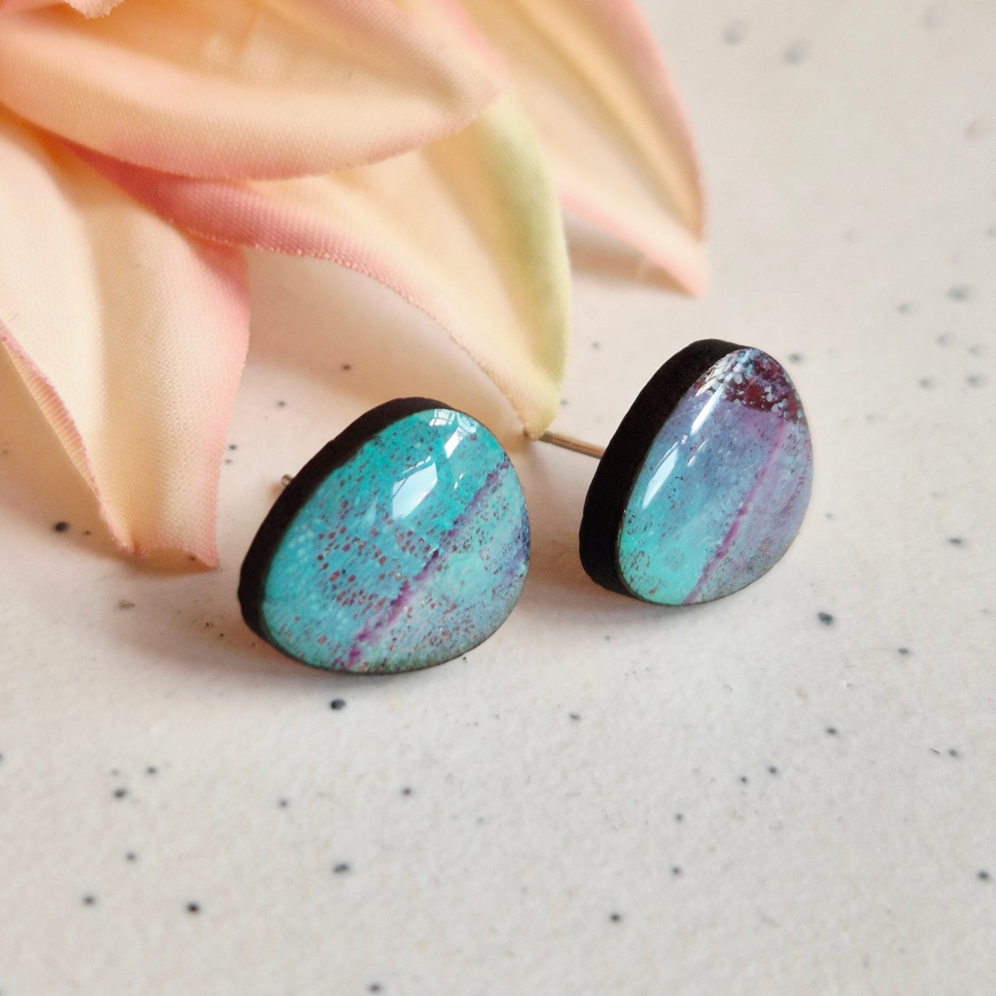 Gel Plate Organic Studs (purple and turquoise)