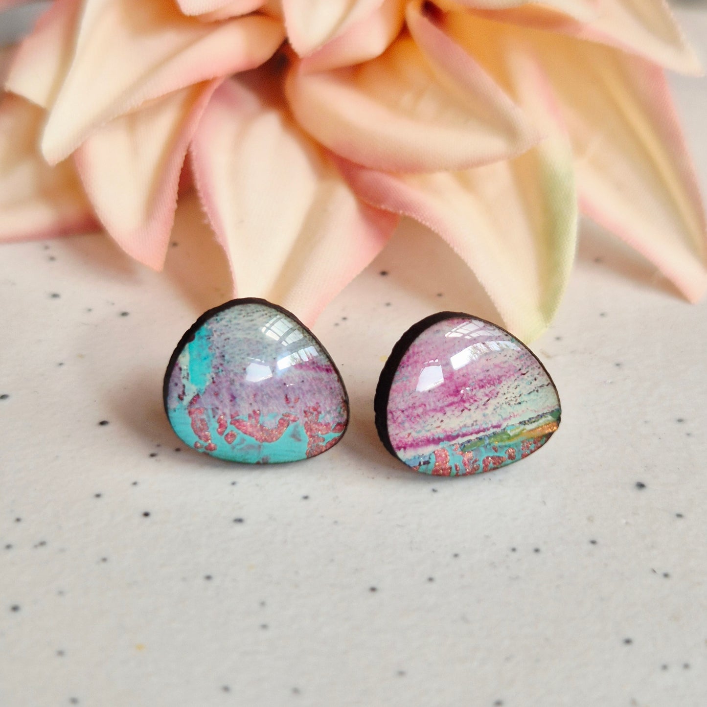 Gel Plate Organic Studs (purple and turquoise)