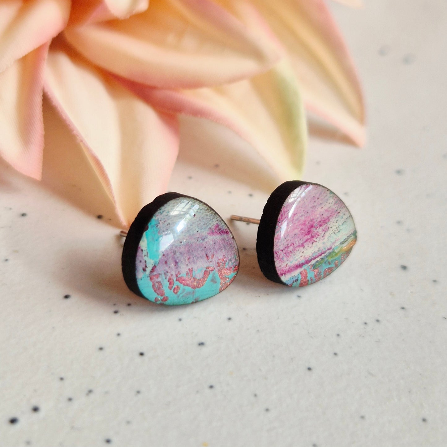 Gel Plate Organic Studs (purple and turquoise)