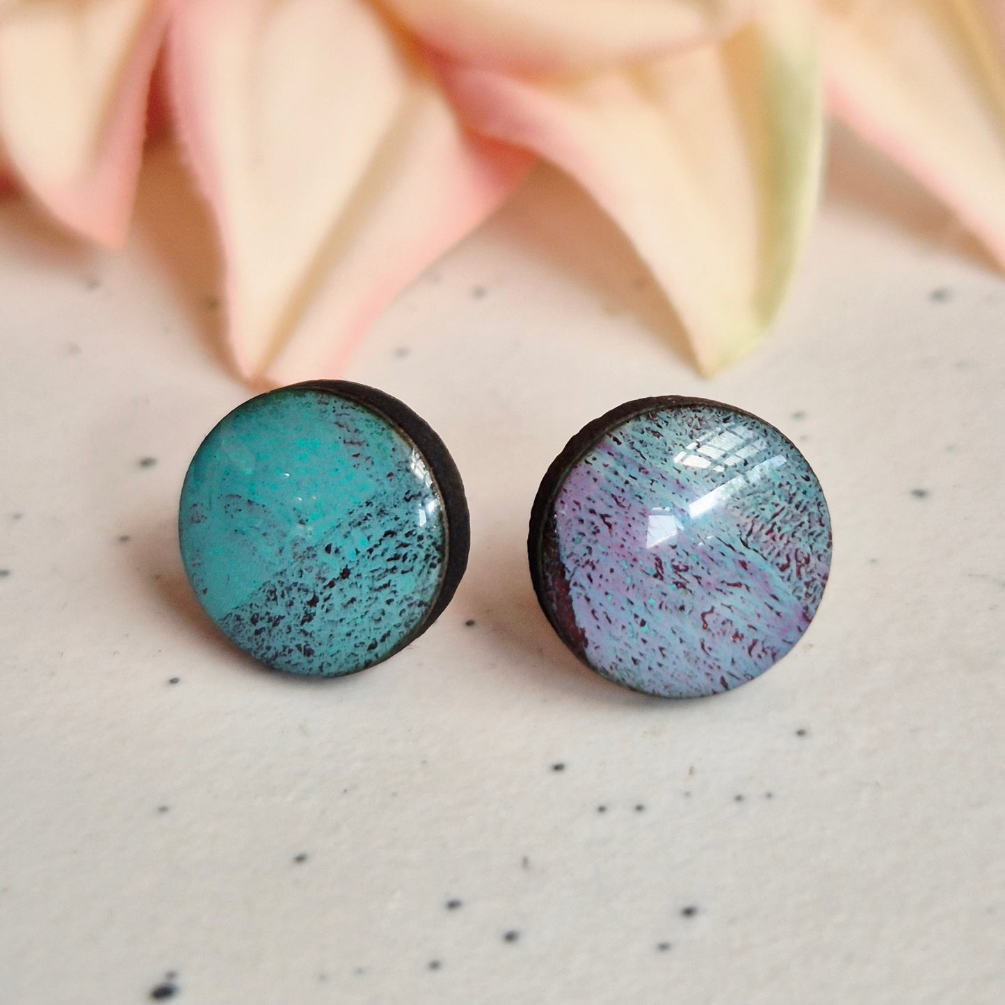 Gel Plate Studs (Turquoise and purple)