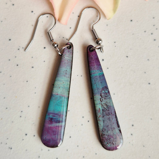 Gel Plate Dangles (Turquoise and Purple)