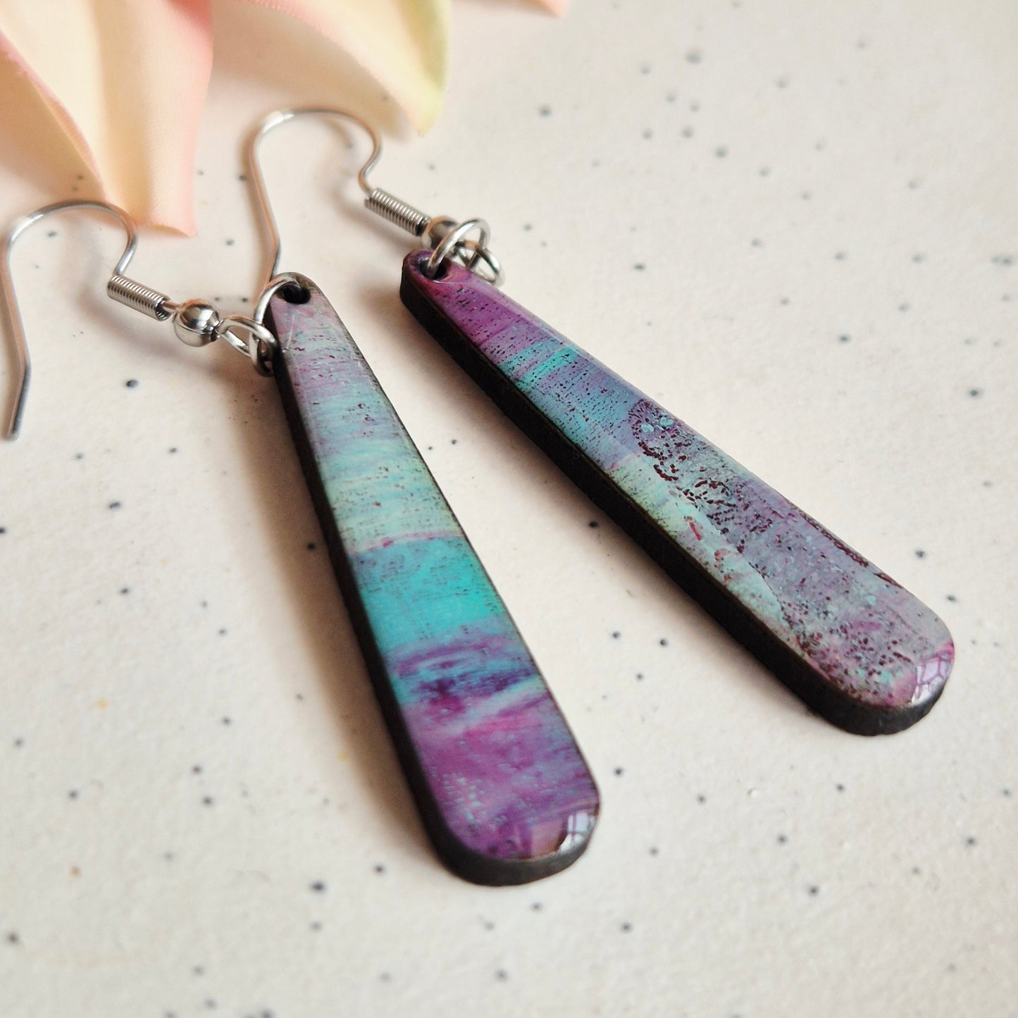 Gel Plate Dangles (Turquoise and Purple)