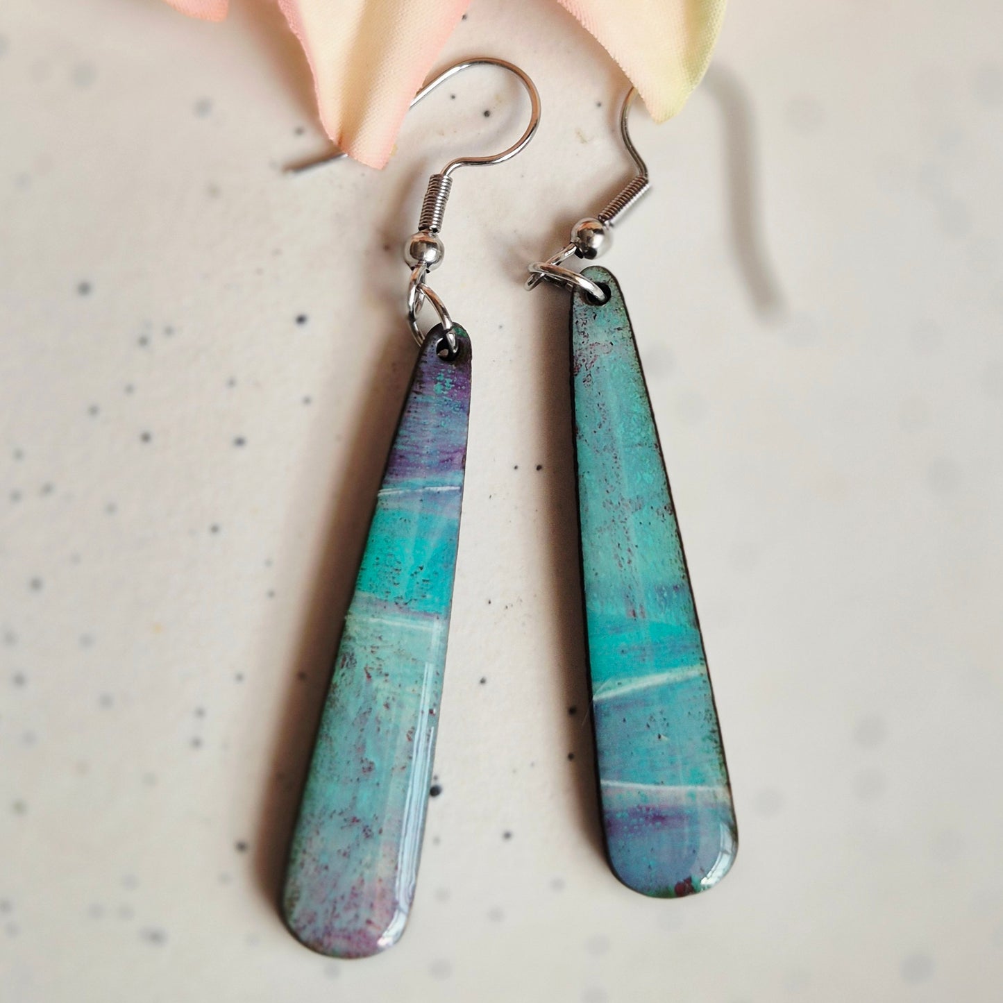Gel Plate Dangles (Turquoise and Purple)