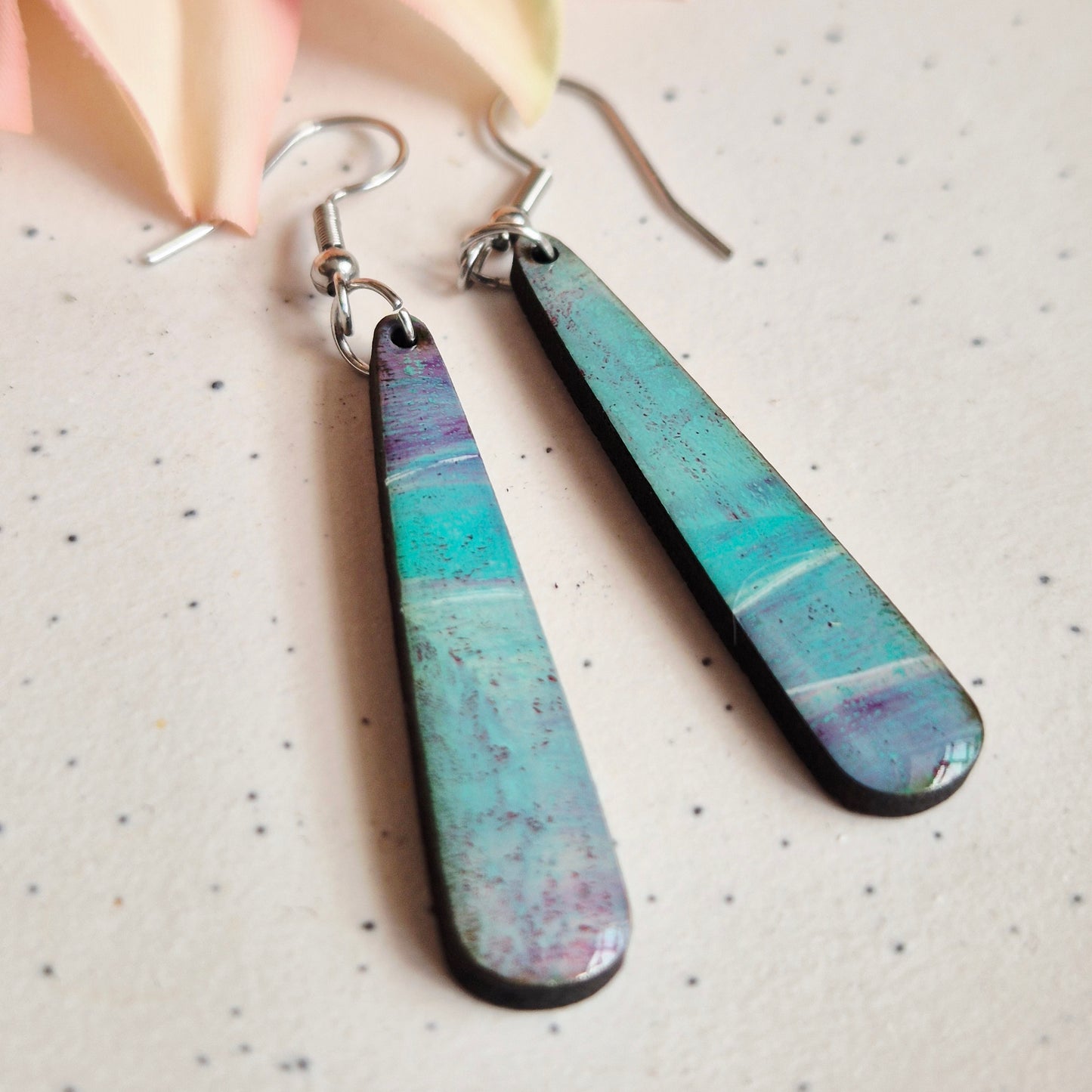 Gel Plate Dangles (Turquoise and Purple)