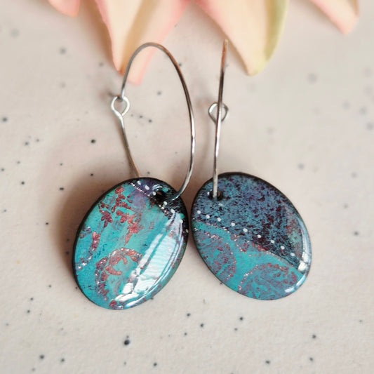 Gel Plate Oval Hoops (Turquoise and purple)