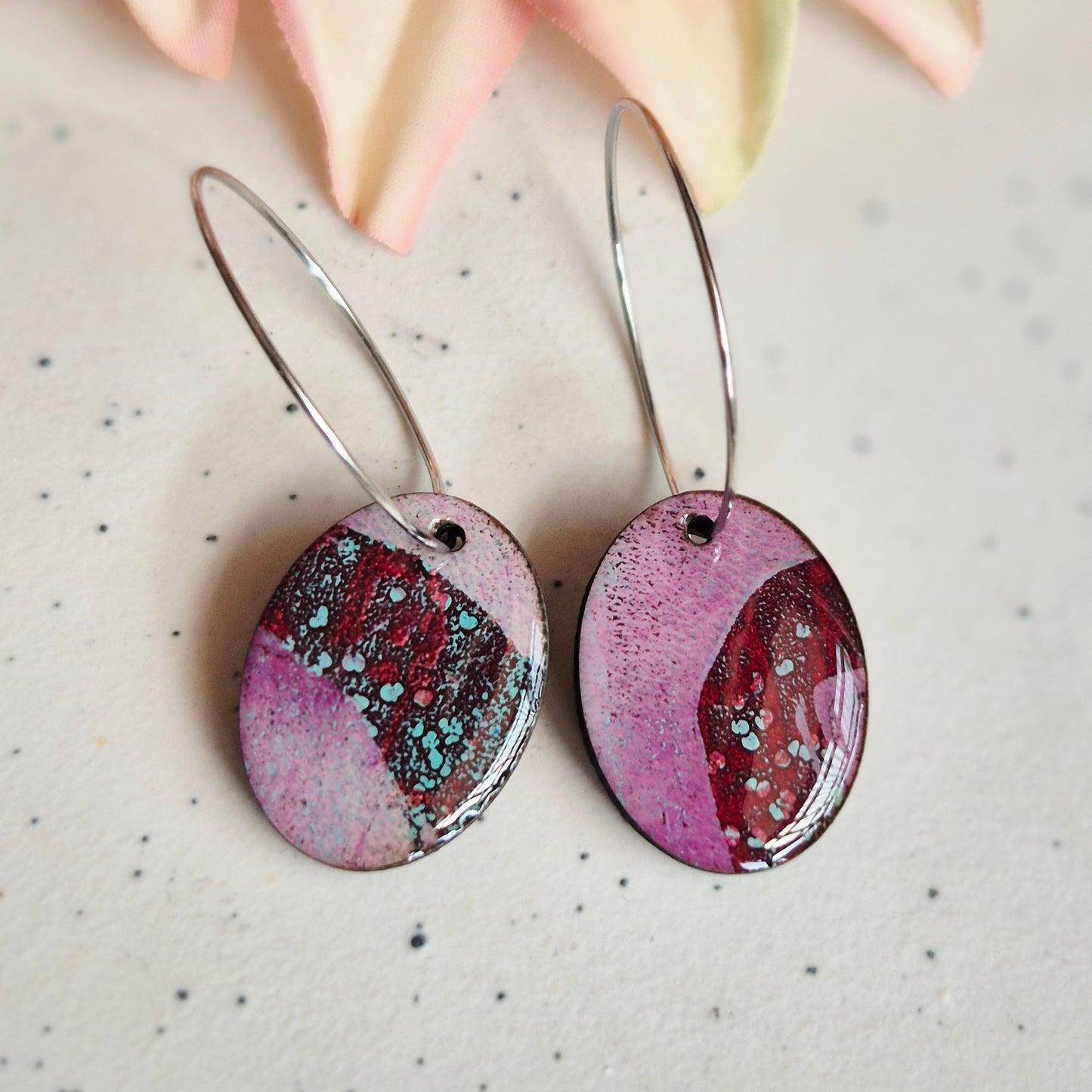 Gel Plate Oval Hoops (Turquoise and purple)