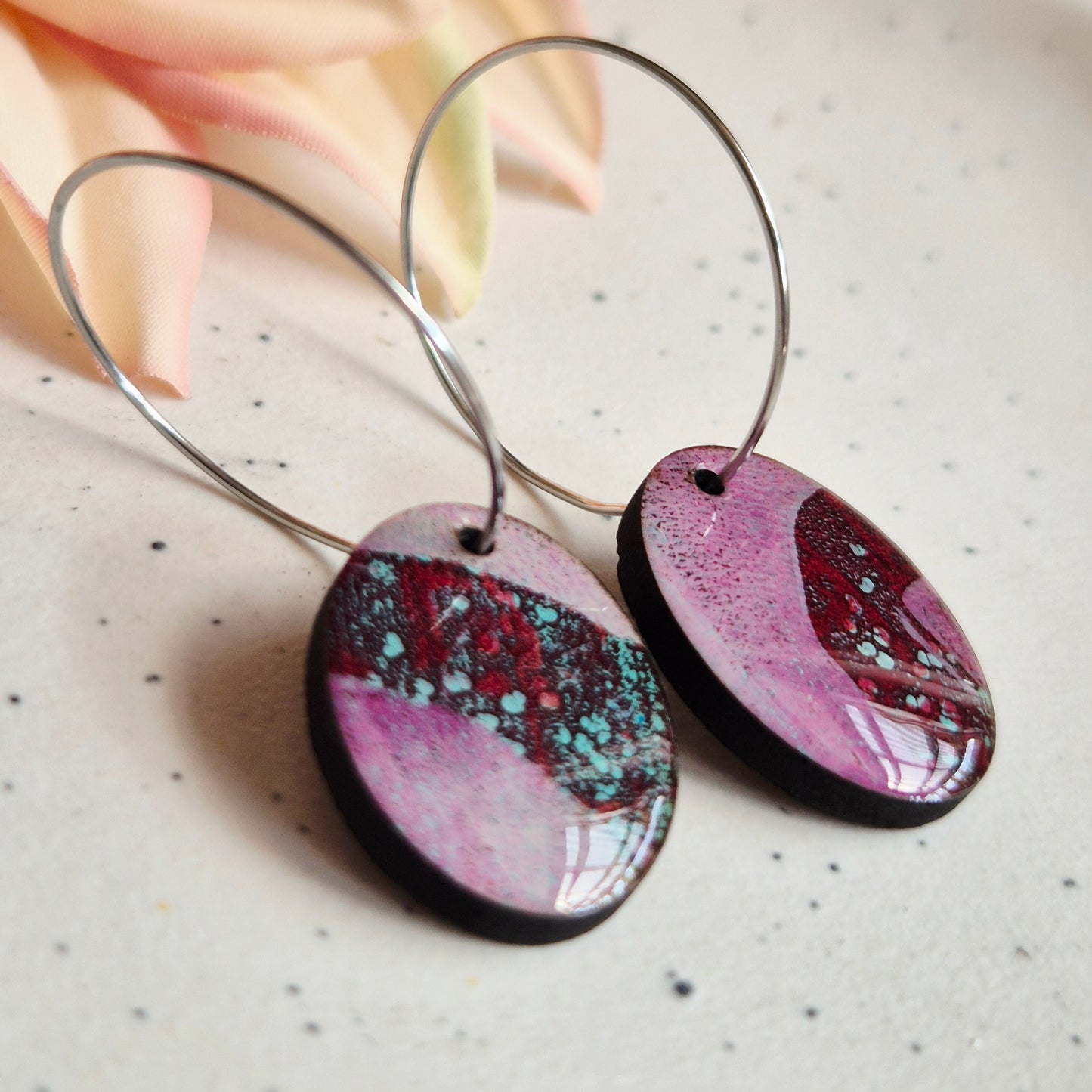 Gel Plate Oval Hoops (Turquoise and purple)