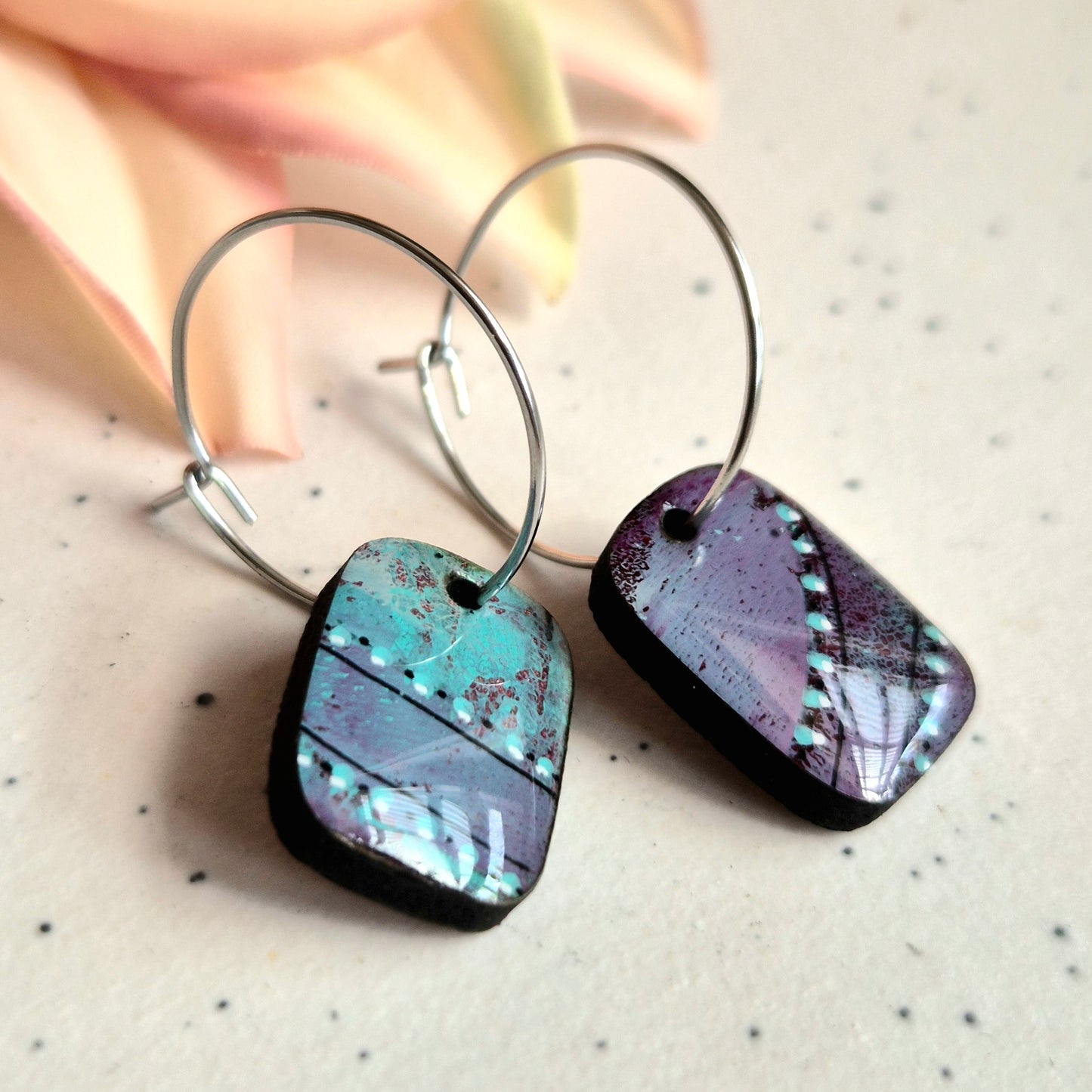 Gel Plate Mini Hoops (Turquoise and purple)
