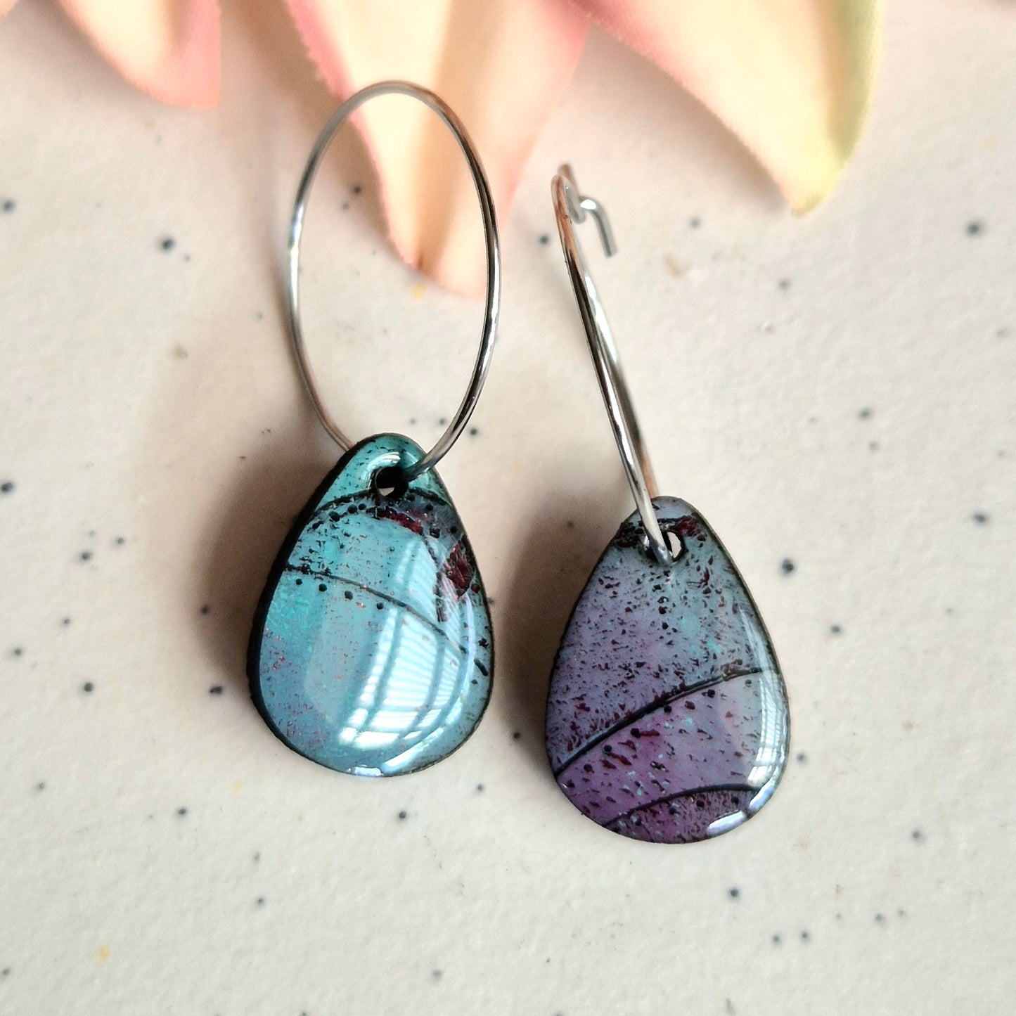 Gel Plate Mini Hoops (Turquoise and purple)
