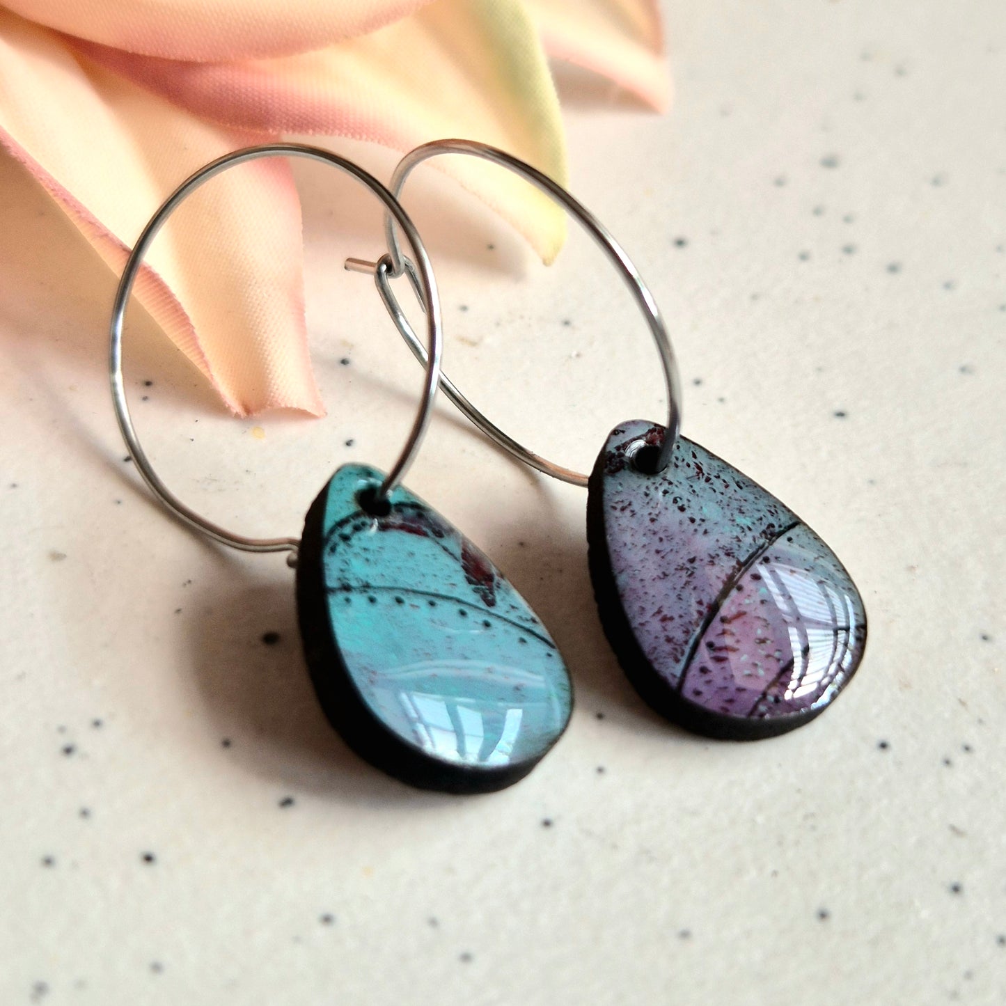 Gel Plate Mini Hoops (Turquoise and purple)