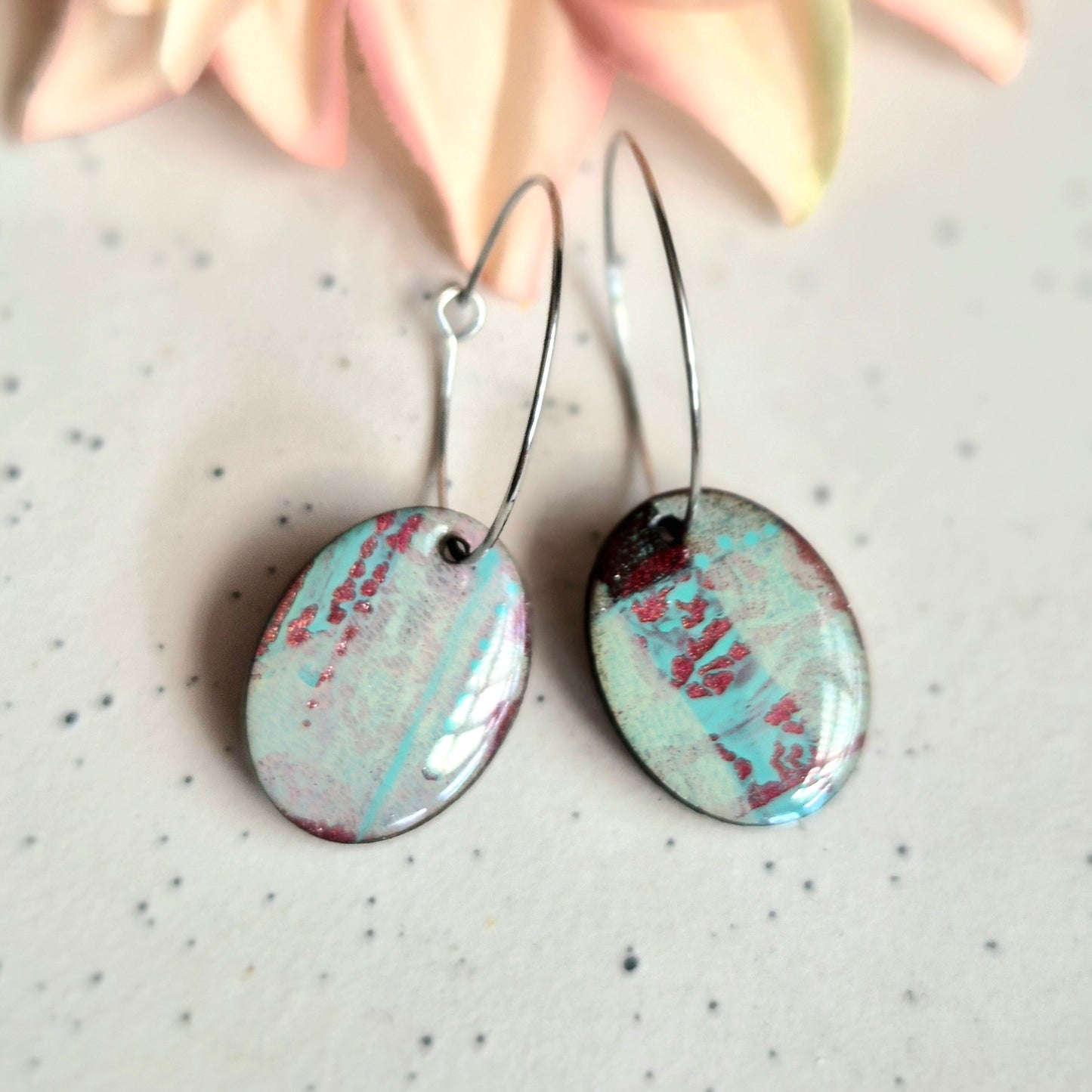Gel Plate Oval Hoops (Turquoise and purple)