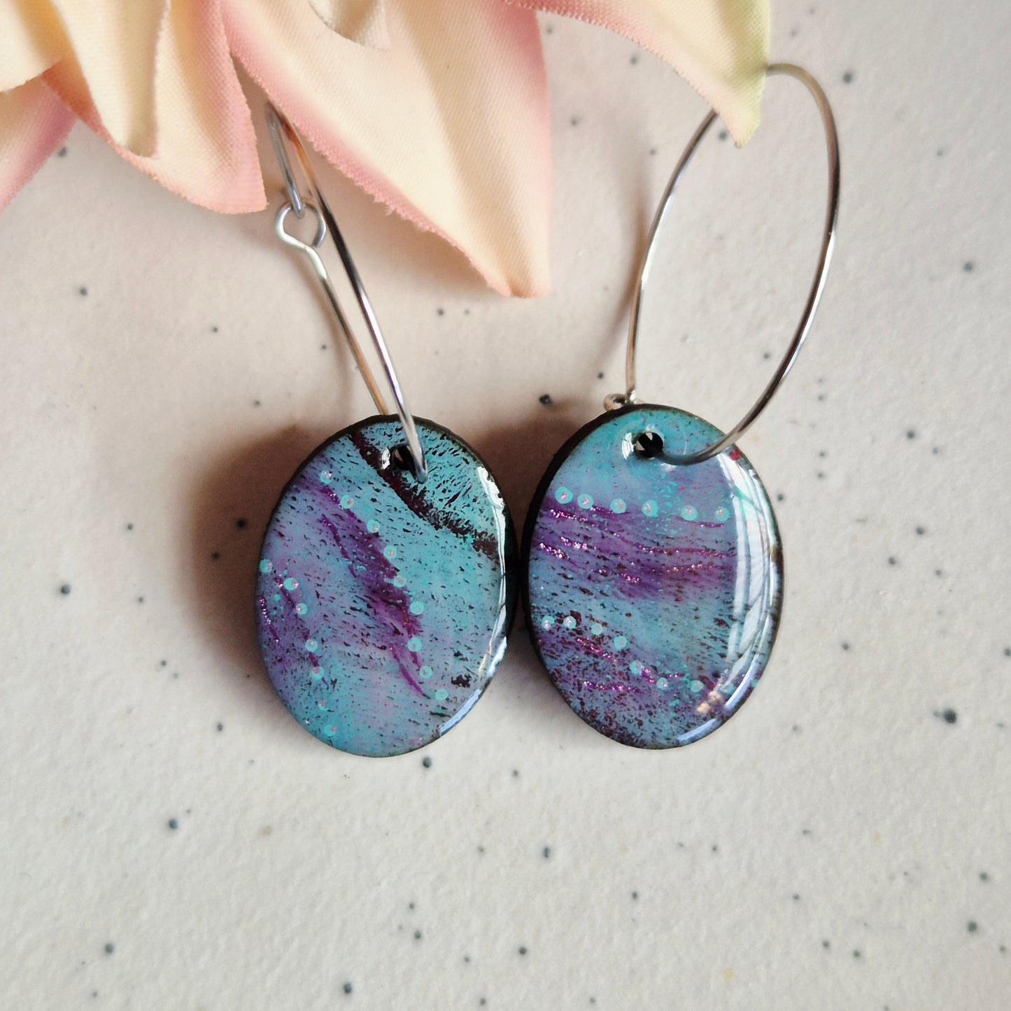 Gel Plate Oval Hoops (Turquoise and purple)