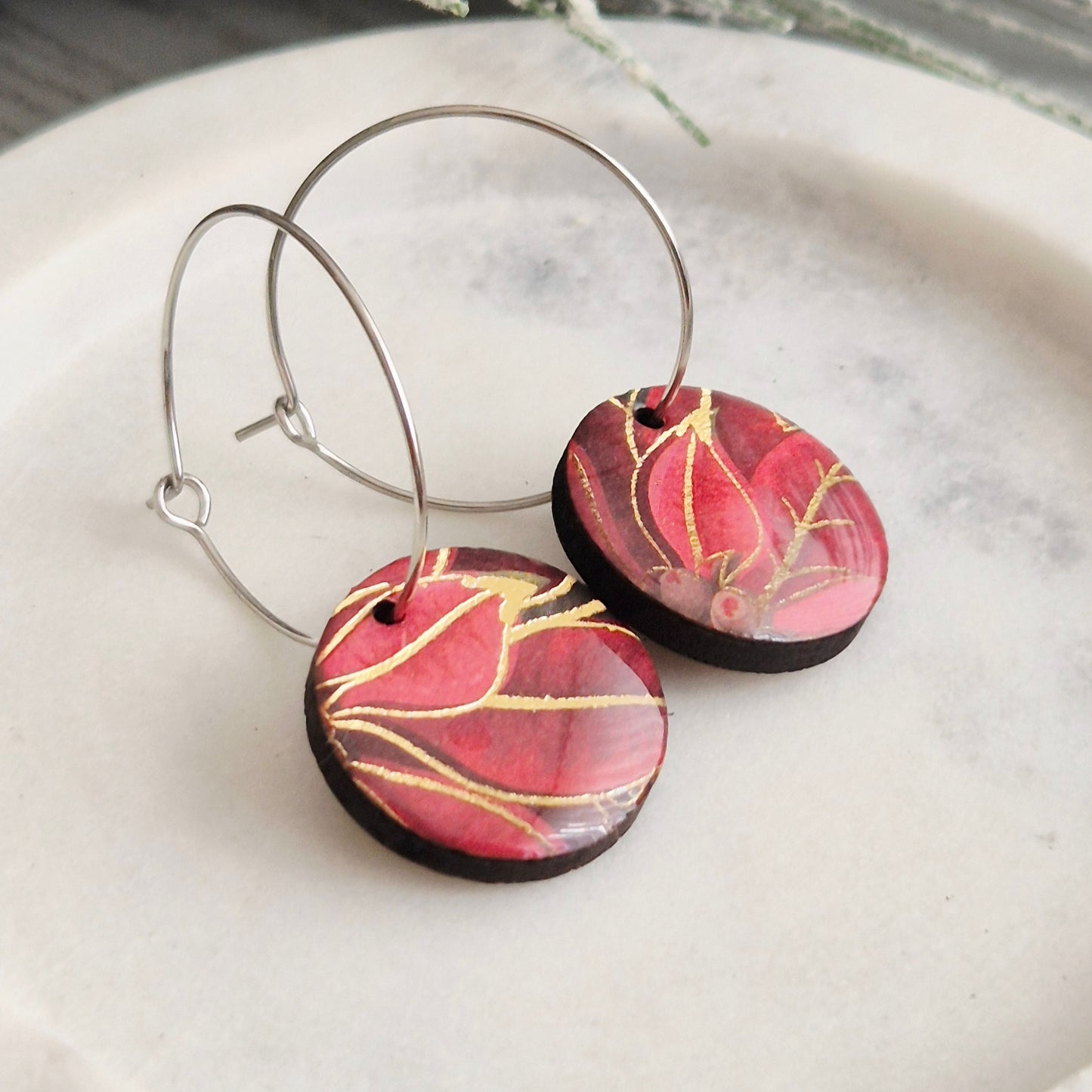 Christmas Pointsettia Hoops