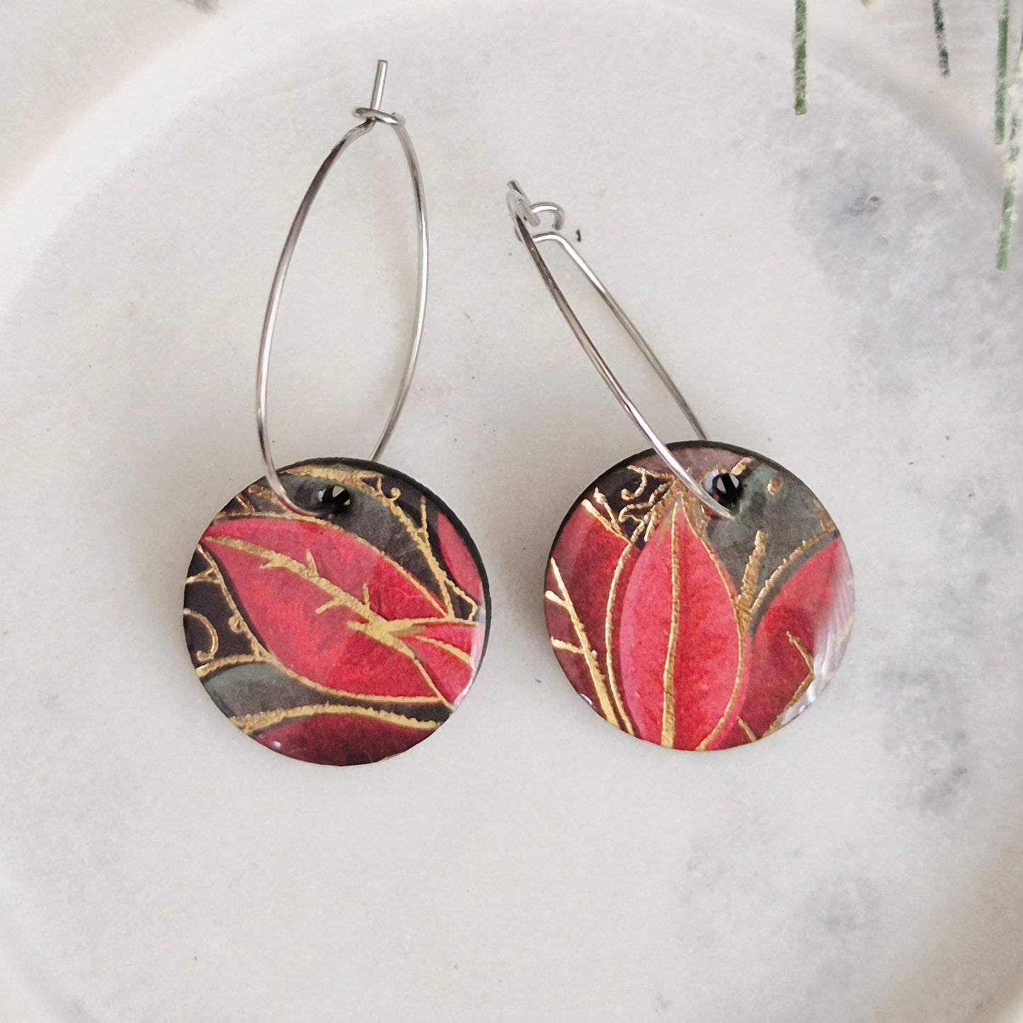 Christmas Pointsettia Hoops