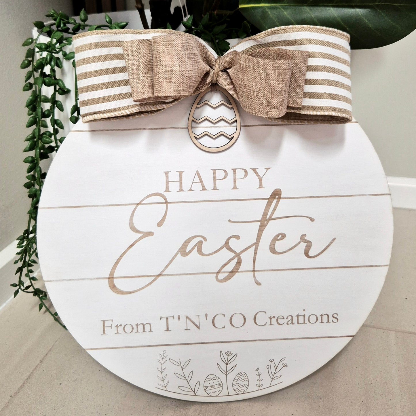 Personalised Shiplap Happy Easter Sign