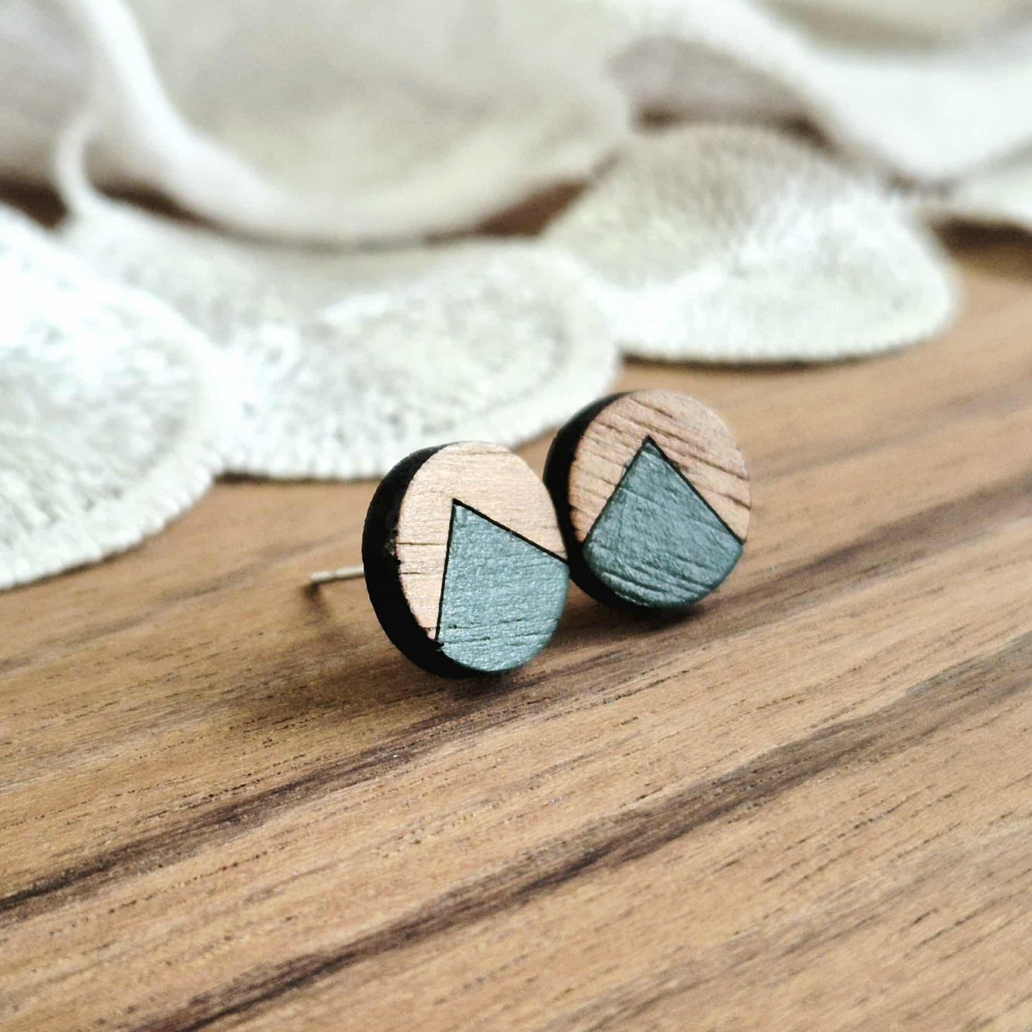 Sage Green Geo Studs