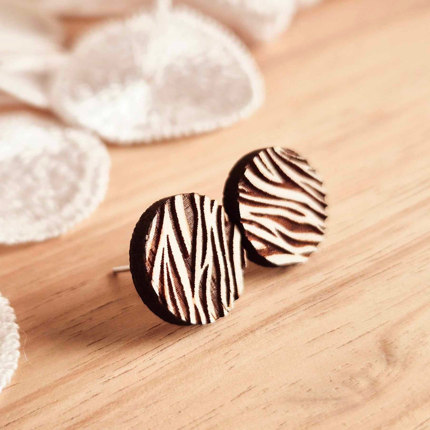 Round Zebra Print Studs