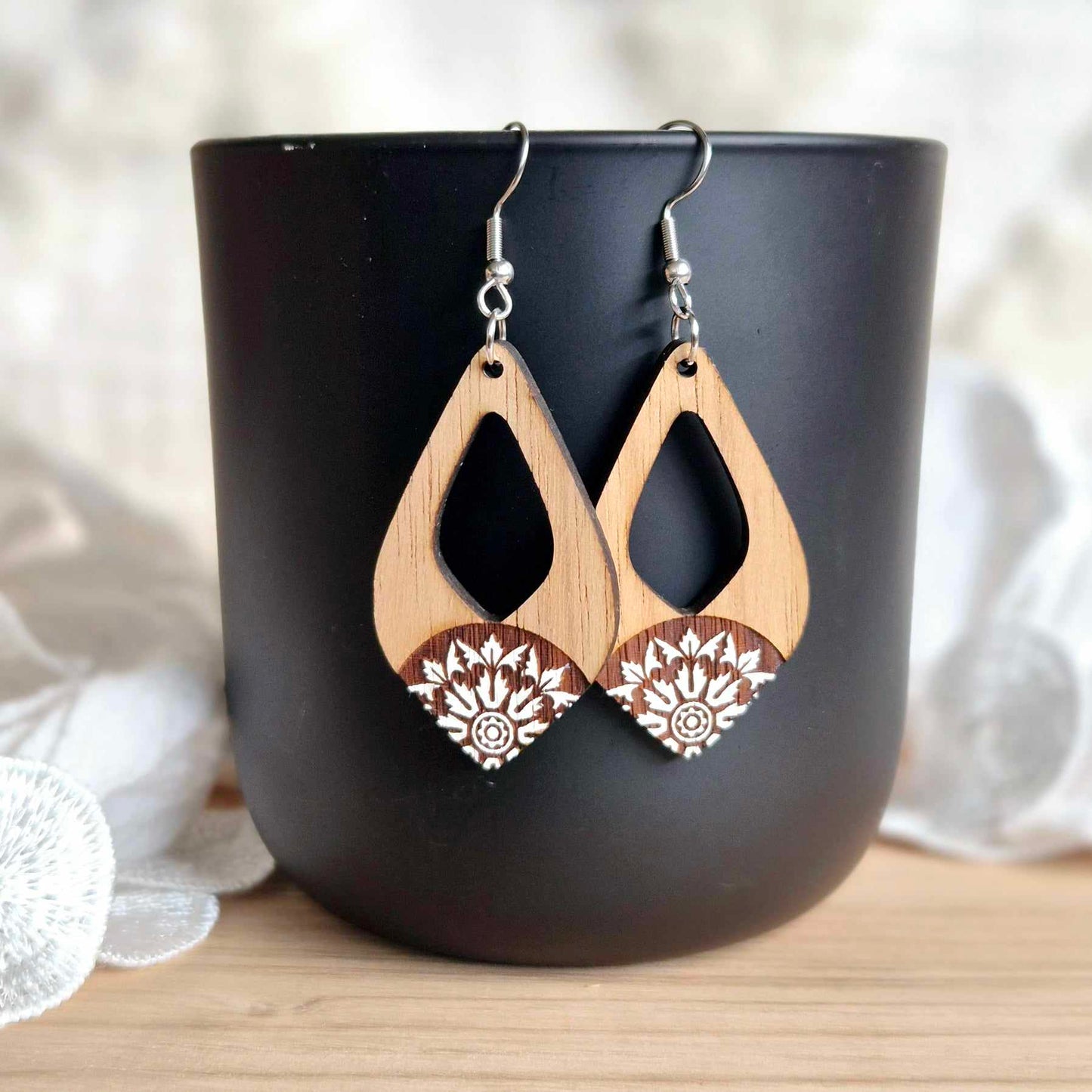 Blackwood and White Mandala Drops