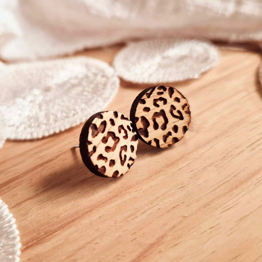 Round Leopard Print Studs