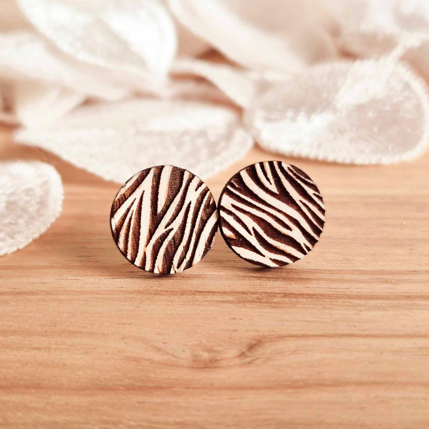 Round Zebra Print Studs