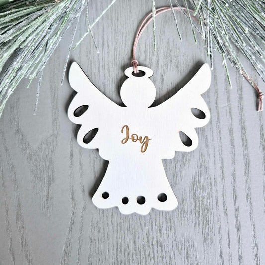 Peace & Joy Angel Ornament (white or gold)