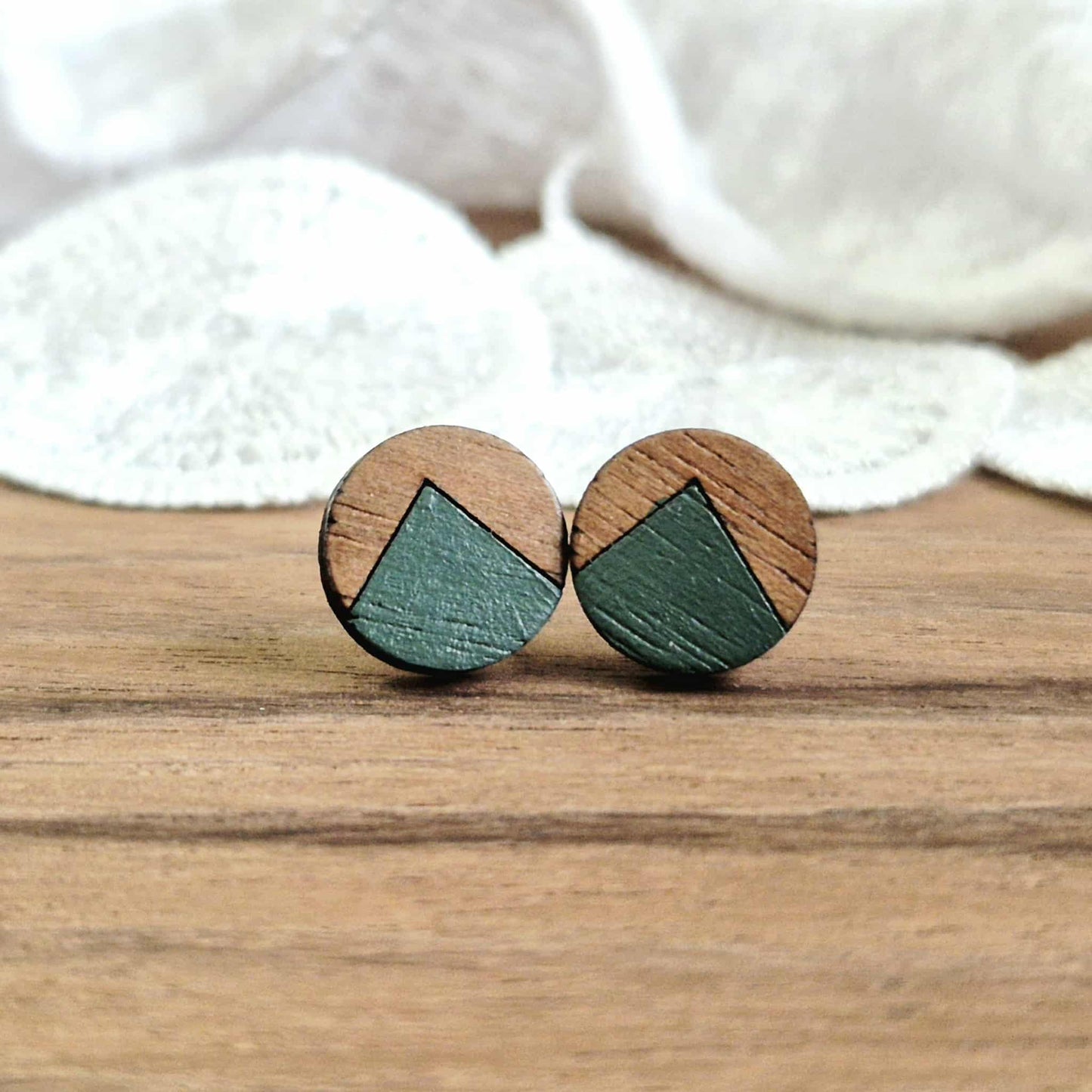 Sage Green Geo Studs